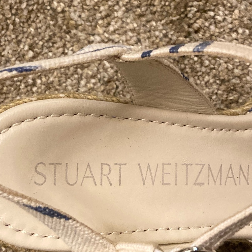 Stuart Weitzman Tia Espadrille Wedges in Natural/ Indigo Size: 10 B NWOB - Picture 10 of 11